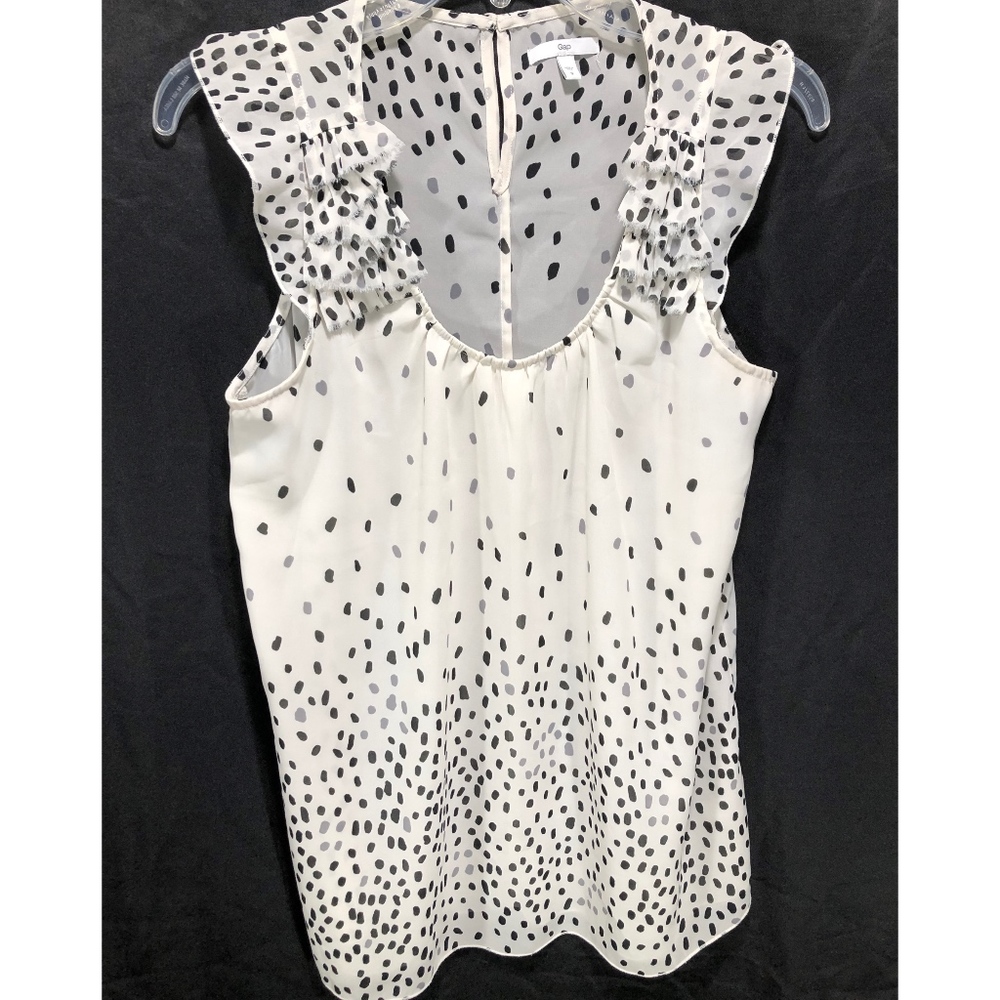 Gap White Blouse Tank with Black/Gray Dots. Size S